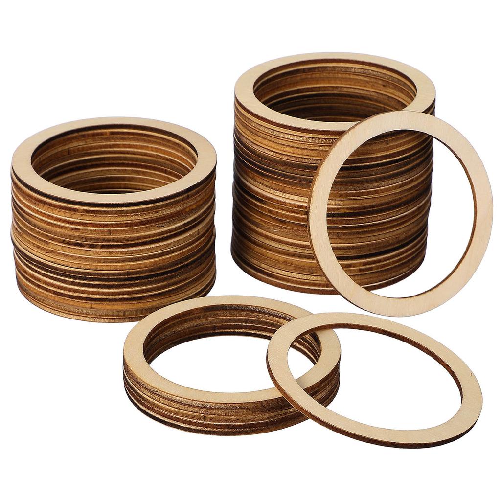 50pcs Wood Chip Craft Accessories 6Cm Round Diy Decorative Pieces For Scrapbooking Hollowed Mini Slices Wall Hanging Christmas
