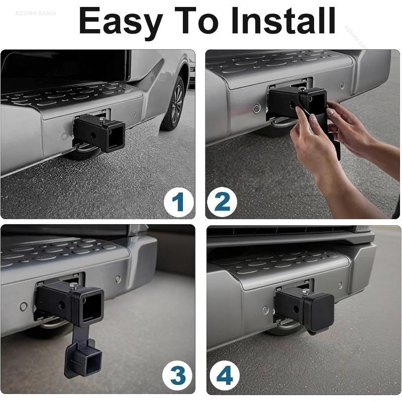 Universal 2 Inch Trailer Hitch Cover Receiver Square Plug Cap Anti-Lost Lock Dust Proof for Pickup Truck SUV Towing Accessories