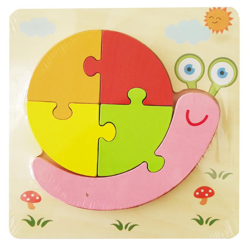Wooden Simulation Cartoon Vehicle Animal Puzzle Early Childhood Education Building Block Children Baby Cognitive Three-Dimensional Puzzle