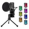 Upgrades Desktop Microphone Set 7 Color LED USB Plugs & Plays Connectivity Versatile Condenser Microphone with Stand