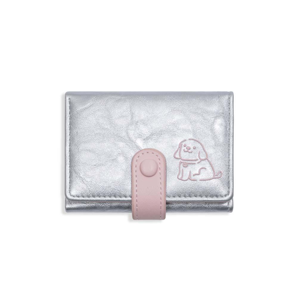 

Portable Candy Color Puppy Wallet Small Pouch PVC Short Leather Purse Multiple Card Anti-splash Water Three Fold Card Bag Girls срібний