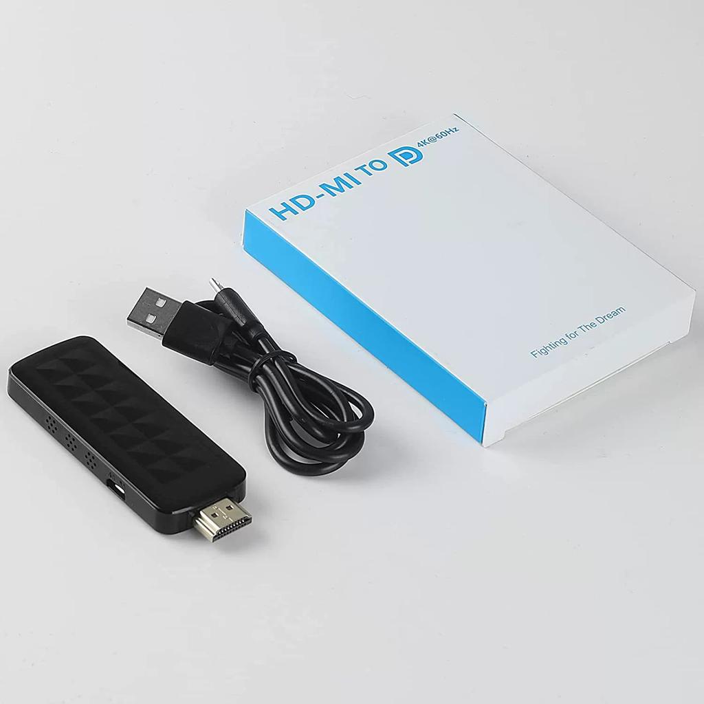 HD2 HDMI 2.0b to DisplayPort 1.4 Adapter 4K 60Hz/HDCP 2.3 Converter for Video Streaming/Gaming