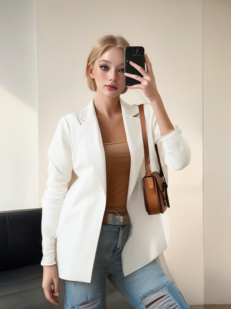 

Европейская и американская городская мода Женский повседневный блейзер с длинным рукавом XL