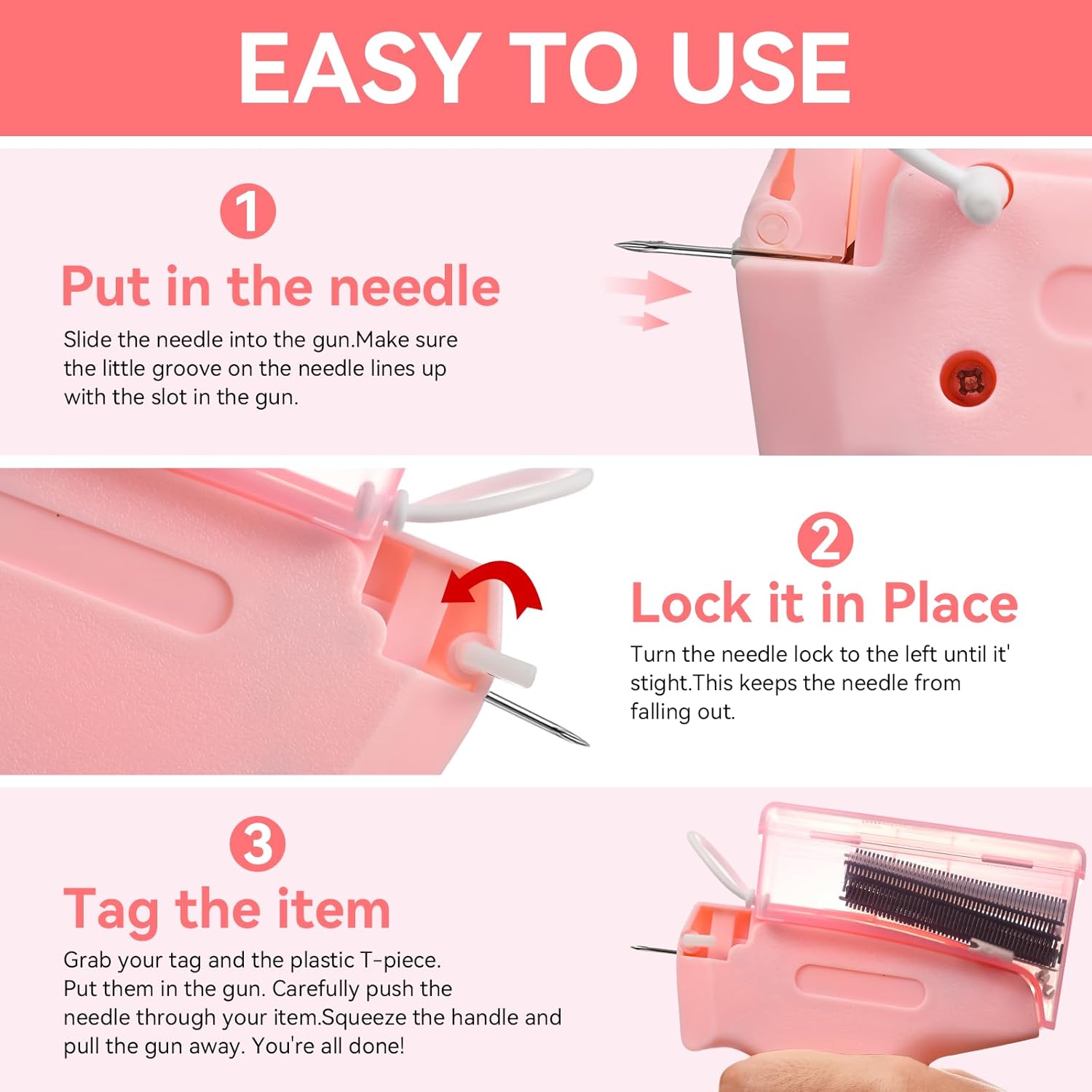 Stitch Gun for Clothes - Handheld Quick Clothing Fixer with Storage Box - Micro Tagging Gun & Mini Sewing Kit - Includes 6 Ultra-Fine 0.04 Needles,