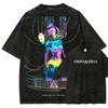 Hot Top Classic Punk Style Anime Ghost In The Shell Graphic Print T-Shirt Men Women Retro Washed Cotton Oversized Summer New Tee