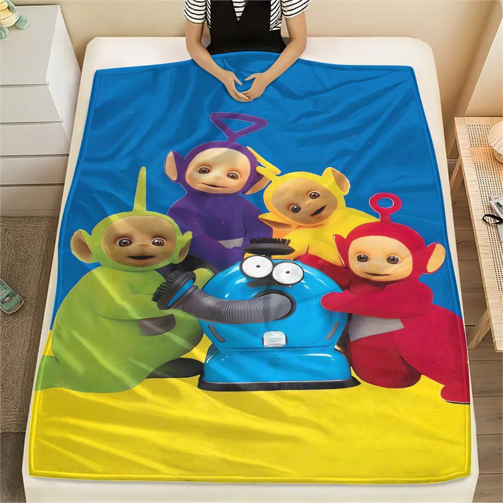 1 pătură de flanel cu imprimeu Teletubbies, de înaltă calitate, confortabilă pentru toate anotimpurile, decor pentru casă, căldură și confort, perfectă pentru cadouri de Crăciun