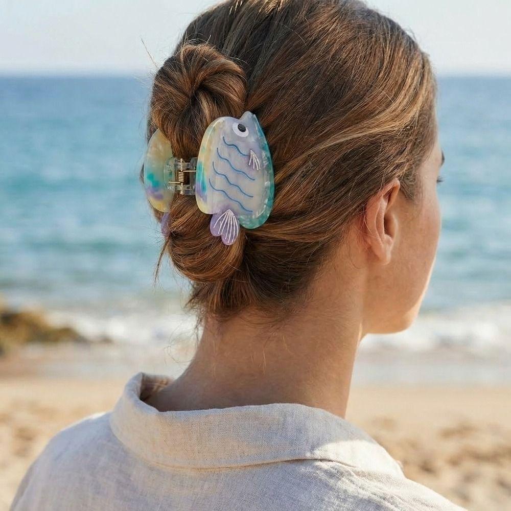 Personalized Hairpin Ocean Fish Hair Claw Acetate Acetic Acid Marine Animals Hair Clip Geometry Colorful Fish Grab Clip Female