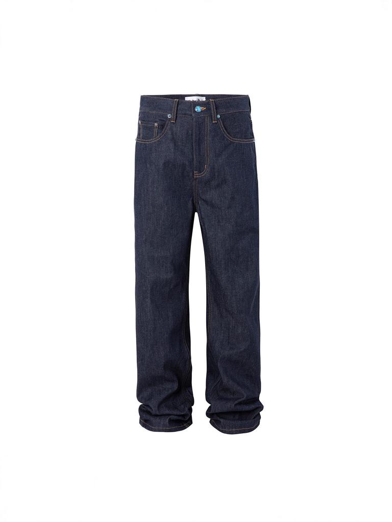 2026 Unisex American Denim Workwear Set: Sapphire Jacket & Loose Straight-Leg Pants