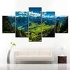 5 Pieces HD Print Green Valley View Wallpaper Posters On Canvas Modular Wall Art Painting Poster for Living Room Home Decor