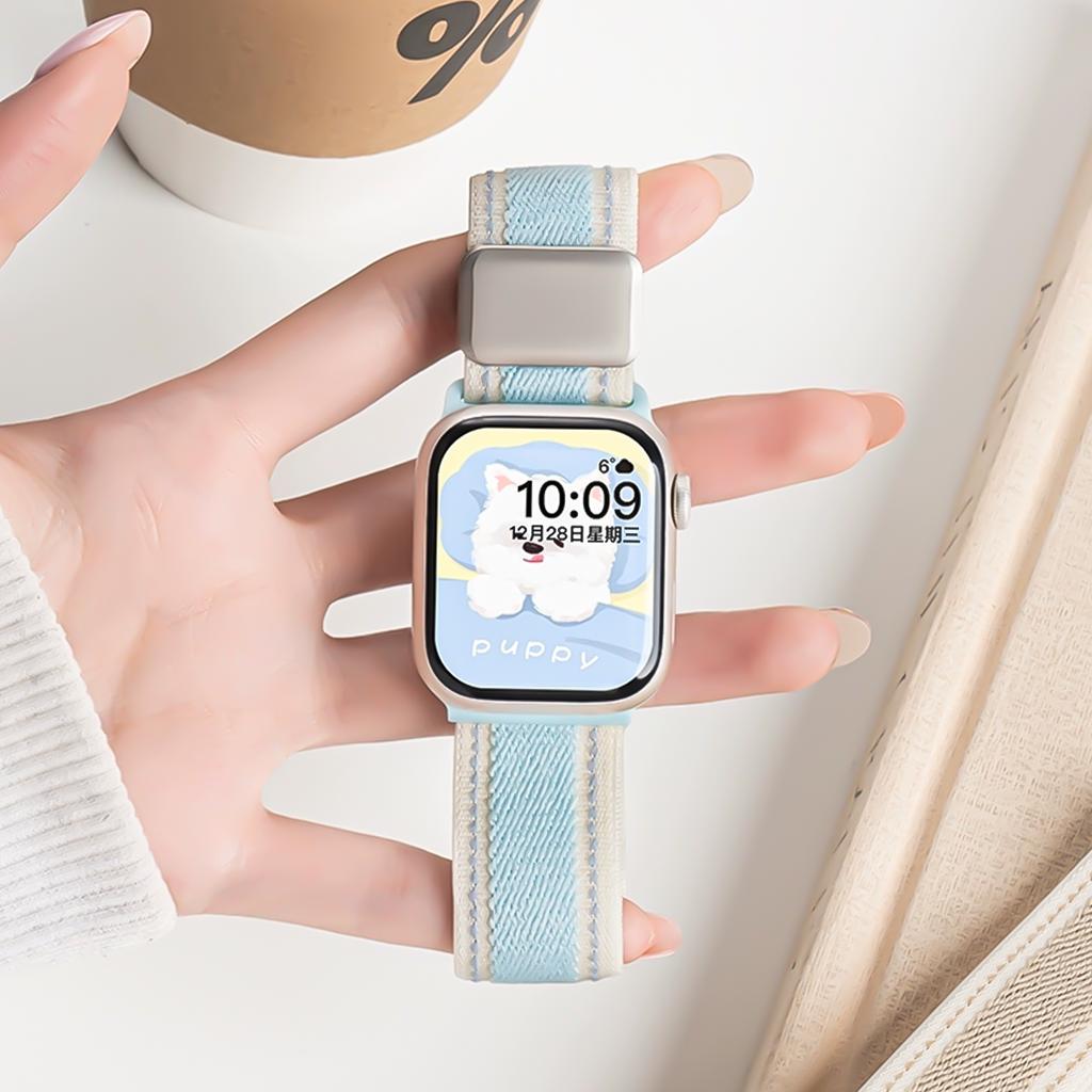Stijlvolle Nylon Magnetische Band Voor Apple Watch 10 Ultra 9 8 7 Schattige Band Voor iwatch 42mm 46mm 49mm 45 41 40 42 44 38