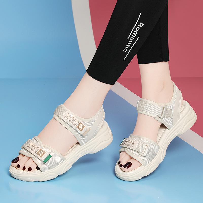 

Leather sports sandals women s summer new versatile thick-soled outer wear single shoes flat-soled fashionable soft-soled women s shoes 35