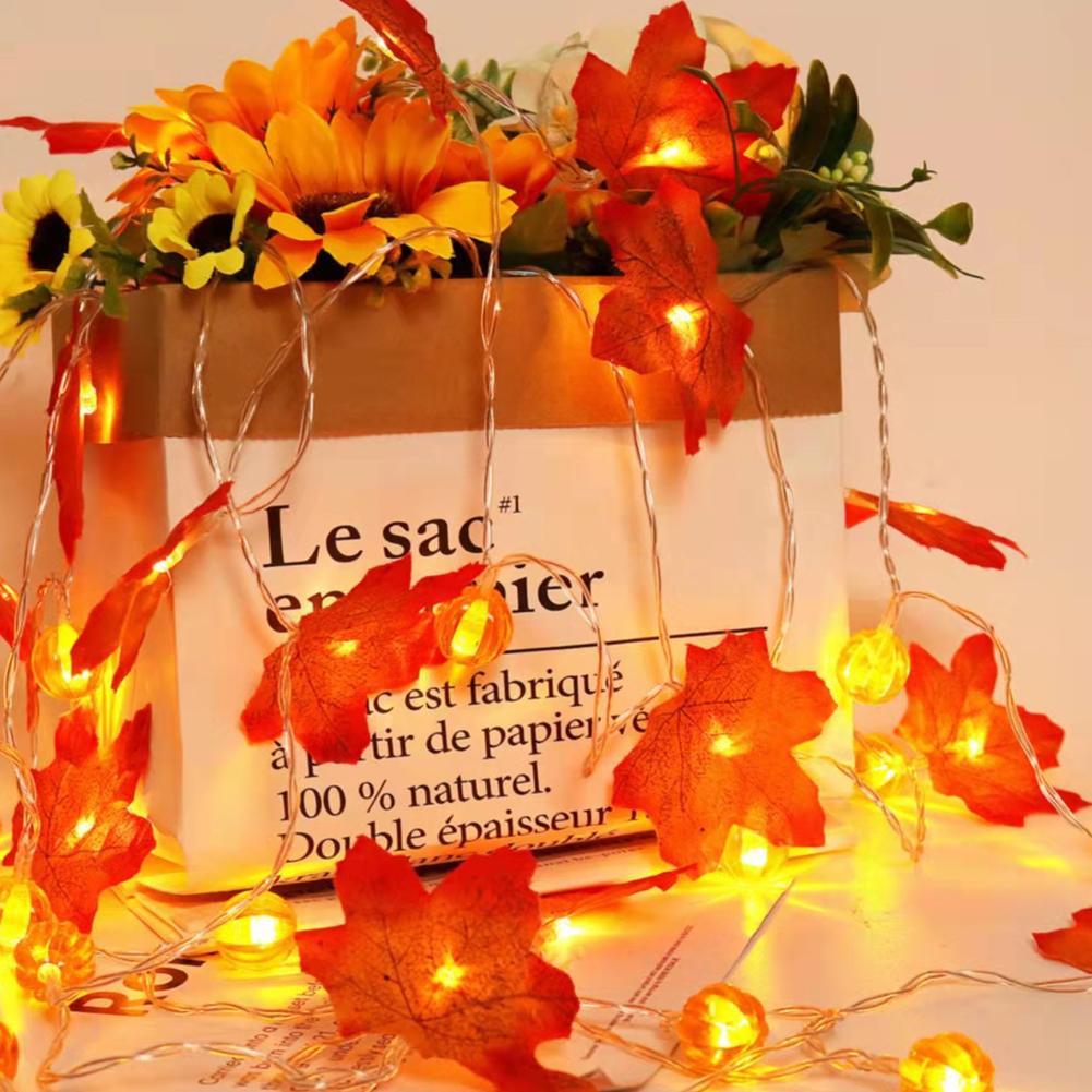 1.5M 3M 6M LED Pumpkin Maple Leaves Light String - USB/Battery Powered Fairy Lights, Solve Power Limitation, Bright & Durable