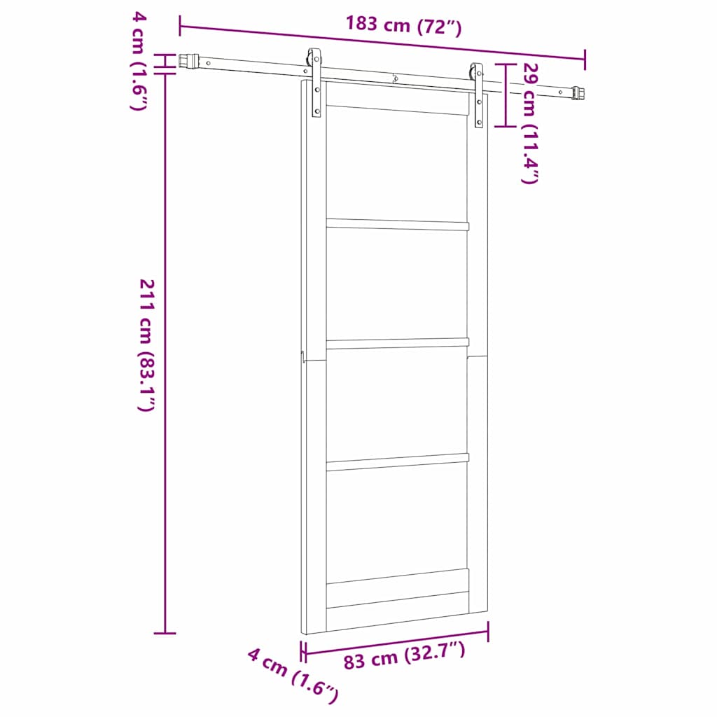 ORKDAL Sliding Door White 83 X 211 Cm Solid Pine Wood and Glass