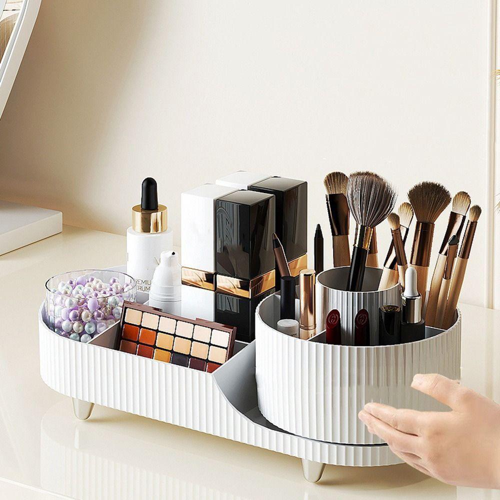 Anti-slip 360°Rotating Cosmetics Storage Box Large Capacity Makeup Organizer  Dressing Table