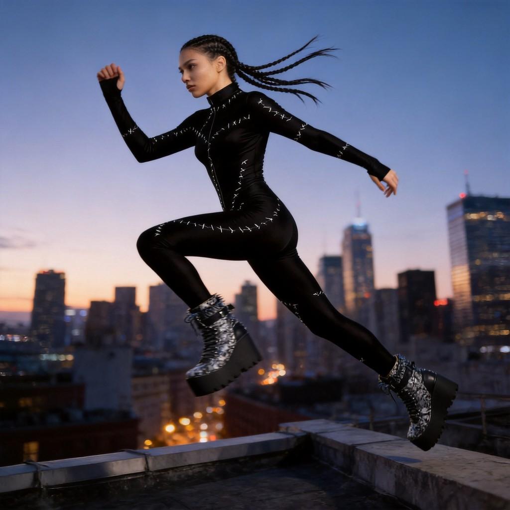 Catwoman Cosplay Costume With Digital Print For Halloween Parties