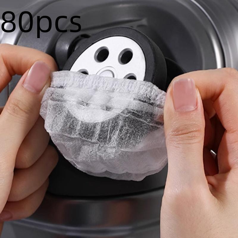 50/80pcs Dustproof Suitcase Protectors Luggage Wheels Cover Dust Film Office Chair Wheel Protector Cover Multipurpose Microphone Elastic Sleeve