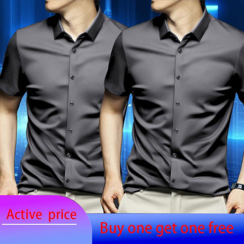 6XL Men's Short Sleeve Shirt Summer New Style Ice Silk Ice Feeling High Quality Large Size No Iron Business and Leisure