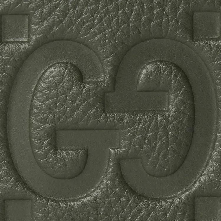 GUCCI Jumbo GG Leather Wallet Men's Dark Green (Unisex) Wallets 739475 AABY0 3346