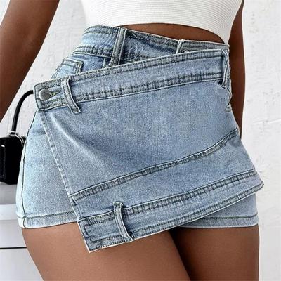 Short en jean Y2k pour filles Short pour femmes polyvalent Braguette zippée Taille haute Short en jean Mode Élégant Quotidien Fête Club Streetwear