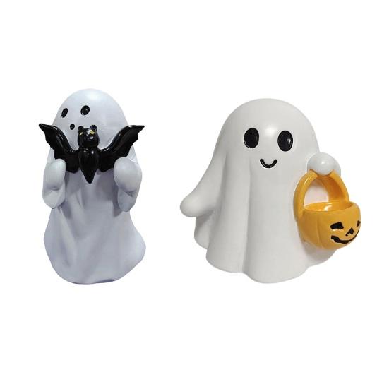 Ghost Shaped Storage Bowl Halloween Figurine, Cute Resin Statue, Creative Holding Whimsical Desk Accessories Bat/Drink Tabletop Ornament for