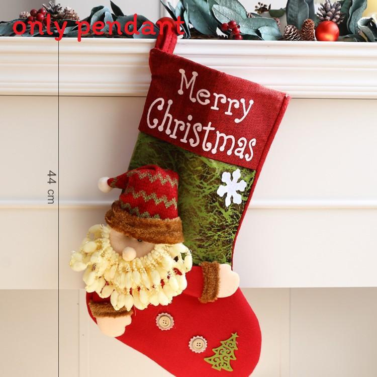 Cute Claus Santa Snowman Elk Socks Shaped Pendant For Christmas Decoration