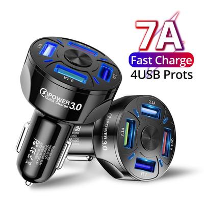 4 Anschlüsse USB Autoladegerät Mini Schnellladung für iPhone Android Handy Ladegerät Adapter im Auto