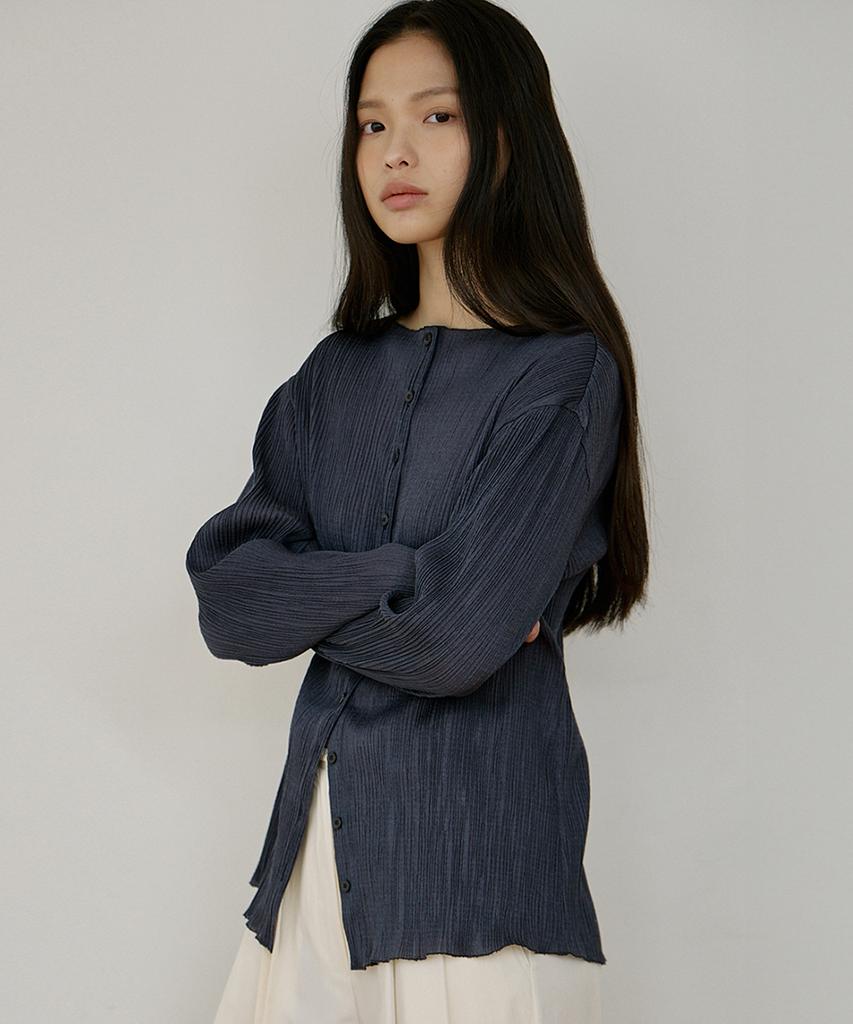 Oeoseoul Pleated Two-Way Blouse [Charcoal]
