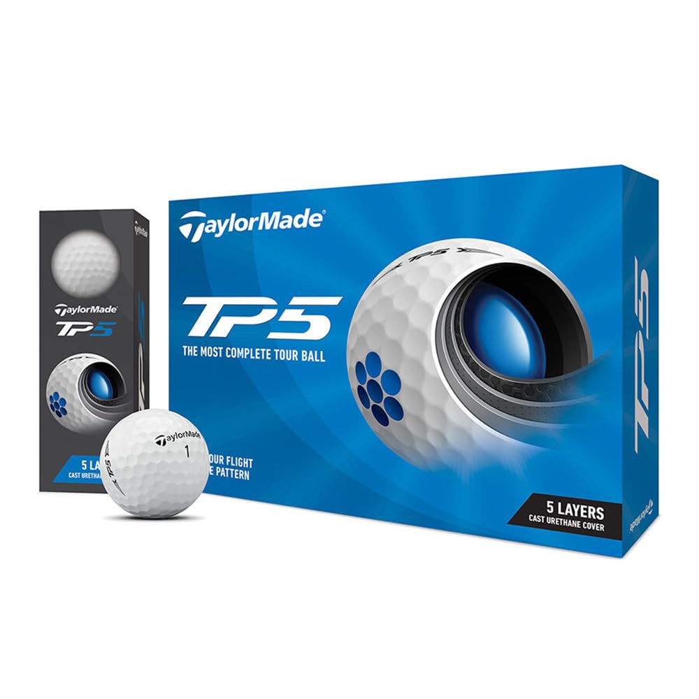 TAYLOR MADE TP5 Golf Balls, 5-Piece, 2021 Model, White, N0802601