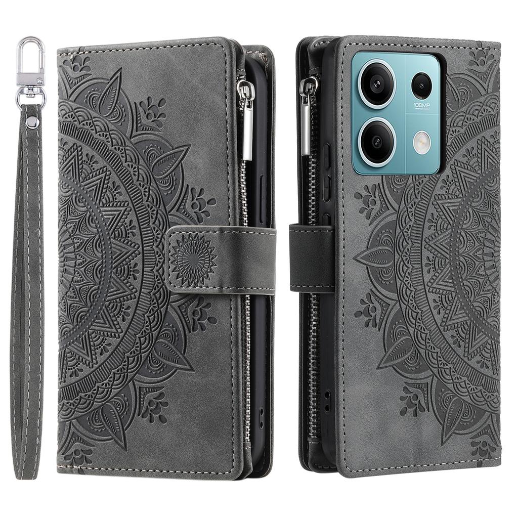 For Xiaomi Redmi Note 13 5G Phone Case Flower Pattern Leather Flip Wallet Cover