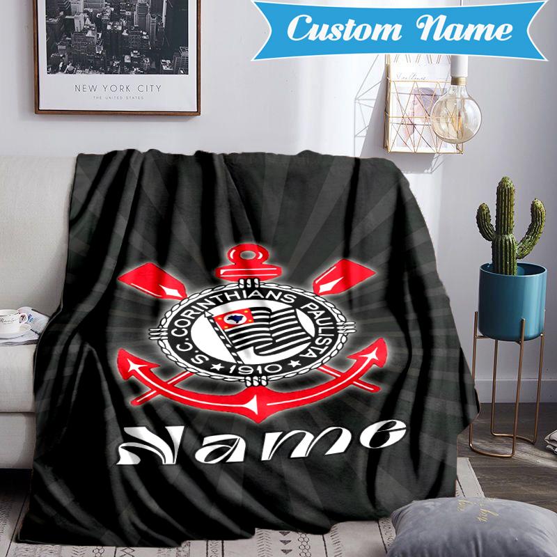 Custom Name Corinthians Team Crest Blanket Lightweight Ideal Bedding Blanket Perfect for Travel, Camping, Living Rooms, Sofas, Christmas gift