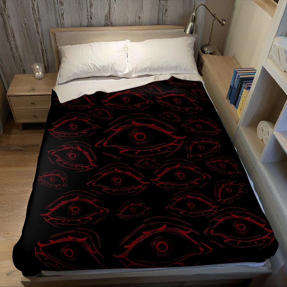 Crimson Eyes Pattern Flannel Blanket Warm Soft Halloween Christmas Couch Warm Cozy Decorative Decor Gift for All Season