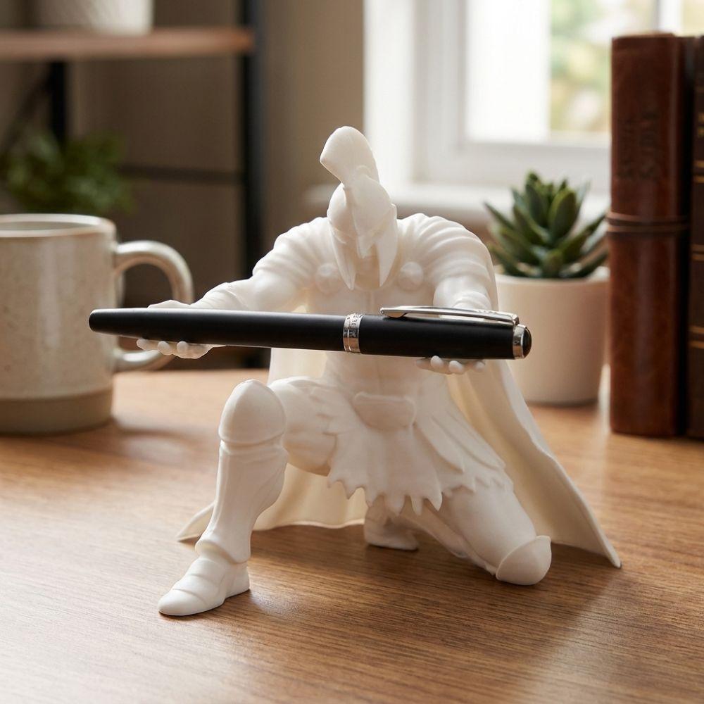 3D Printed Warrior Pen Holder Plastic Figurine Fountain Pen Holder Home Office