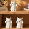 3D Printed Cat Sculptures Cute Ghost Figurine, Wink Smile Surprise Spooky Halloween Decor, Lover Gifts Blank White DIY Paintable Statue, Stable