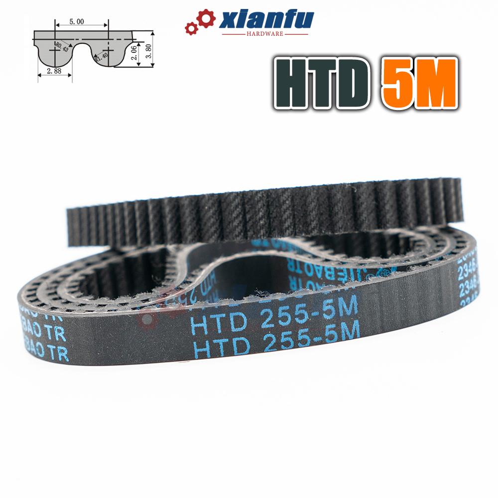HTD 5M Rubber Timing Belt Closed Loop Perimeter 215 220 225 230 235 240 245 250 255mm Width 10~50mm HTD5M Transmission CNC Drive