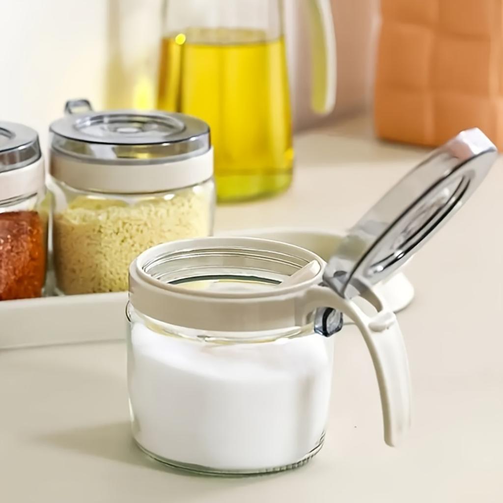 Küchengewürztopf-Set mit Gewürzbehältern, MSG-Topf, Salz- und Pfefferstreuer, Tablett - Kreative Würzung & Dekoration. Ölflasche