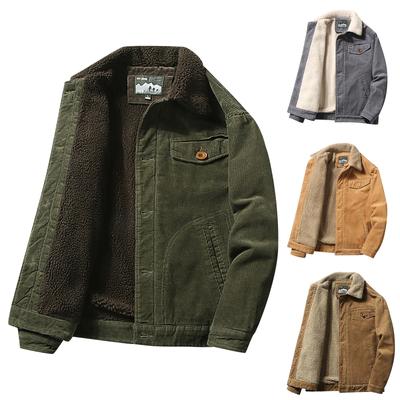 Corduroy Men's Cotton Coat Stand Collar Casual Cotton Jacket Top Warm Cotton Coat Coat