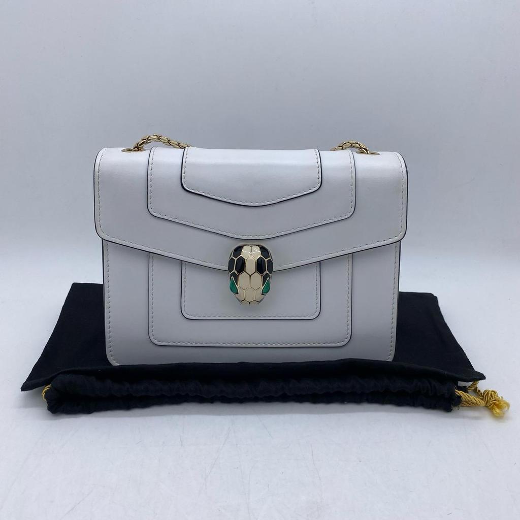 [Pre-Owned] Serpenti Forever Classic Snake Head Clasp Black And White Onyx Enamel Small Calfskin Chain Bag Crossbody Shoulder Bag - Very Good #1U7YLQQ
