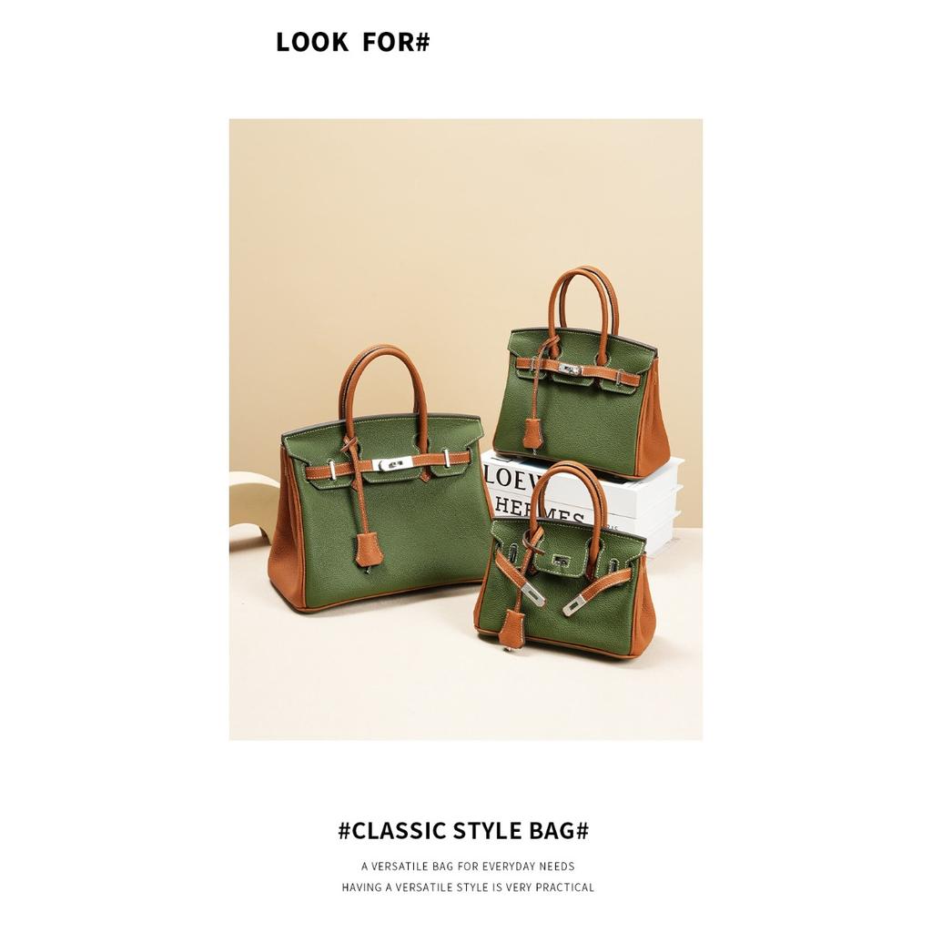 Niche High-end Leather Messenger Tote Portable Women's Bag Commuter TOGO First-layer Cowhide Contrasting Bag