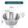 304 Stainless Steel Portable Sherpa Bowl: Multi-purpose, Foldable, Hangable Over Open Flame for Outdoor Camping and BBQ - Soup Cup