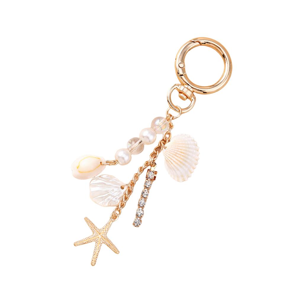 Elegant Seashell Pearl Keychain For Women Stylish Beach Key Chain Accessory With Starfish Seahorse Charm for Women