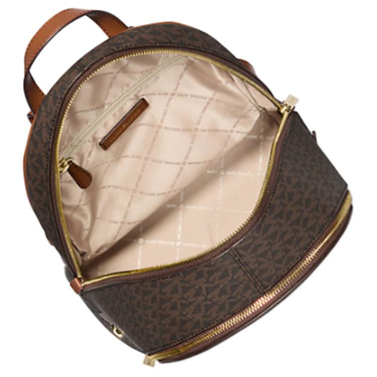 Michael Kors Rhea Zaino Medio in Tela Rivestita con Logo Signature Donna Zaino Marrone 35S5GRAB2B-BROWN