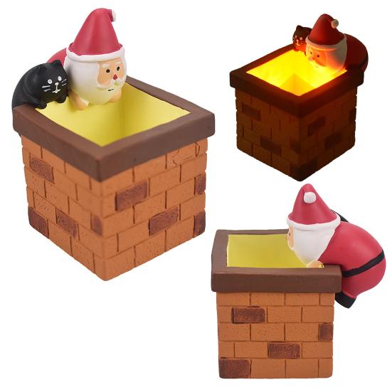 LED Light-up Stack Refrigerator Magnet Luminous Movable Christmas Santa Claus Black Cat Fireplace Stack Fridge Decoration with Light