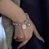 PANJBJ 925 Silve Beads Letters Bracelet for Women Girl Gift Punk Good Luck Simplicity Jewelry