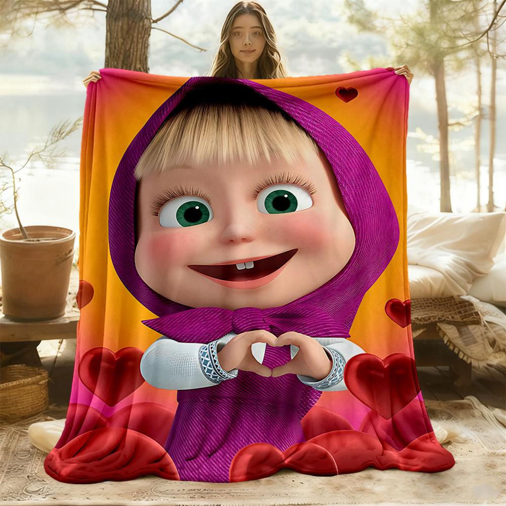 1pz Masha Cuore Coperta da Esterno Leggera in Flanella, Morbida e Calda, Uso Stagione Unica per Divano, Esterno, Campeggio, Soggiorno, Ufficio069
