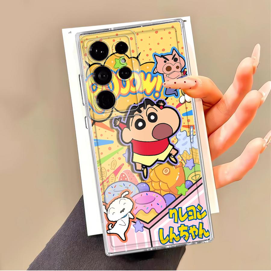 Cute Crayons Shinchan Case for Samsung Galaxy S23 Ultra S20 Plus S22 FE S26 Note 20 Ultra 10 S24 S21 S25 Edge Phone Cover