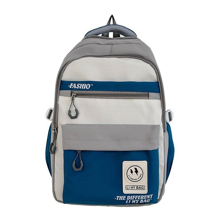 Schoolbag retro tooling style backpack girl large capacity high school student junior high school student contrasting color schoolbag male trendy