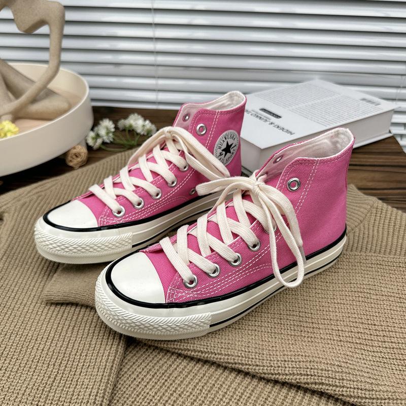 

Весенне-летние новые корейские яркие лаковые парусиновые кеды с высоким верхом цвета розовой сакуры, женские кеды на толстой подошве, увеличивающие рост на 4 см 37