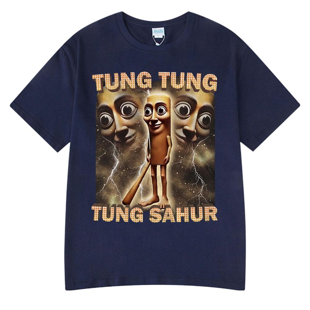 Tung Tung Tung Sahur Vtipné Meme Tričko s Baseballovou Pálkou Pánské Oblečení Módní Humor Styl Trička Unisex Letní O-výstřih Topy Tričko