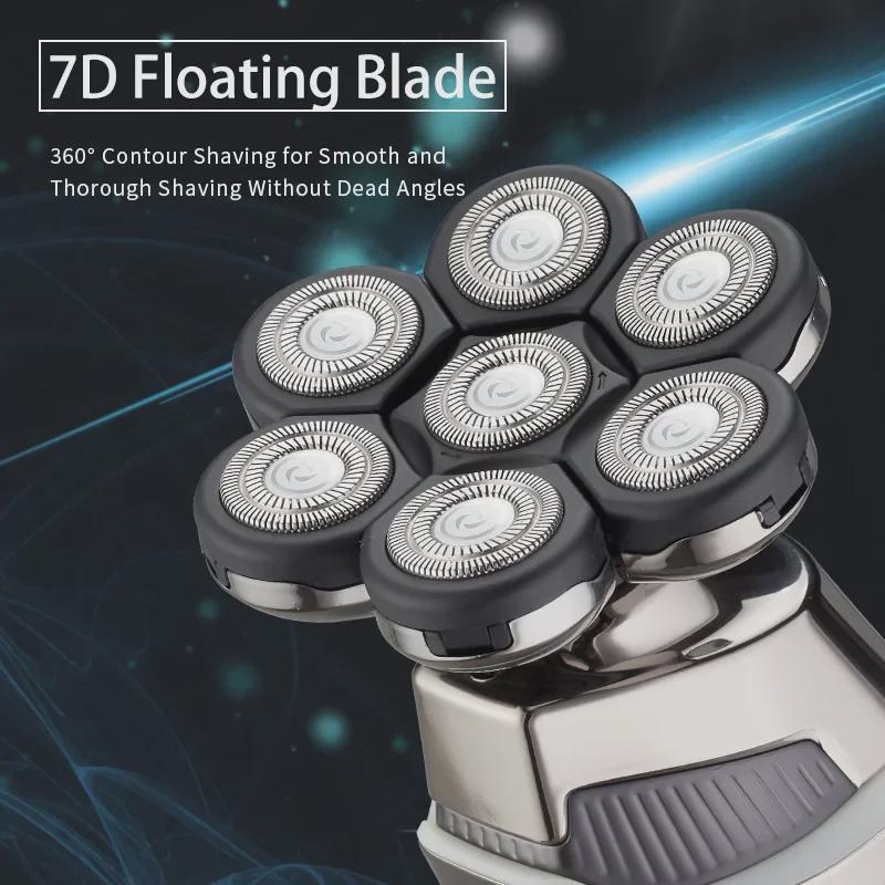 High-Power Multifunctional Men's 7-Blade Electric Shaver for Bald Heads