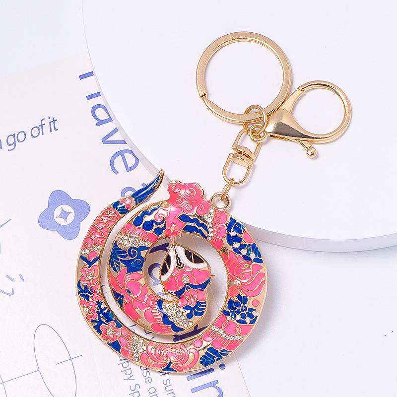 Colorful Rhinestone 3D Tiger Keychain and Metal Backpack Accessory